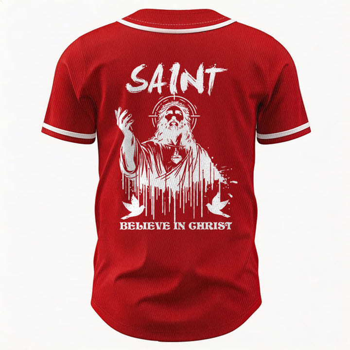 Maillot de baseball unisexe Christianartworkshop Saint Believe In Christ - image 15