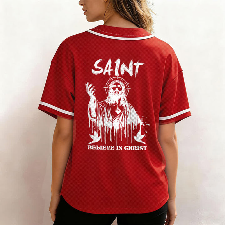 Maillot de baseball unisexe Christianartworkshop Saint Believe In Christ - image 17