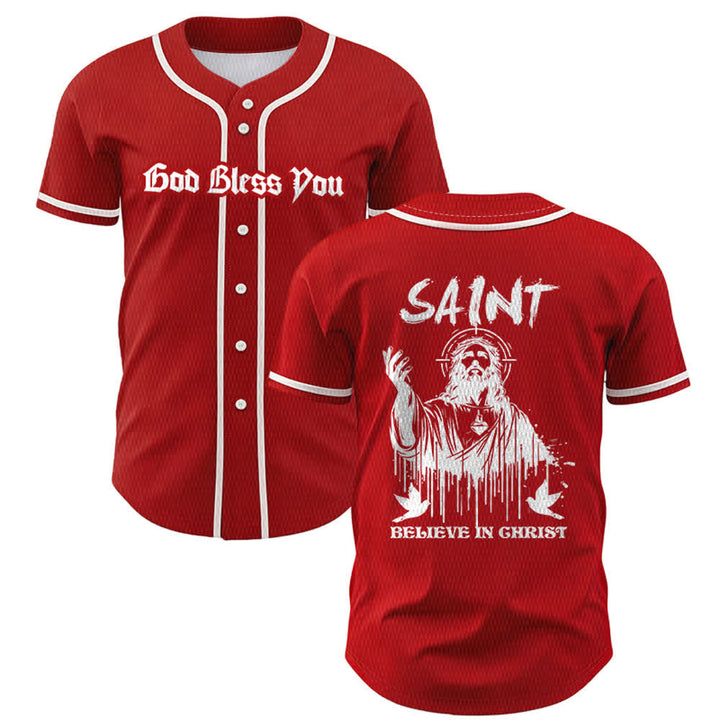 Maillot de baseball unisexe Christianartworkshop Saint Believe In Christ - Rouge - 5XL - image 14
