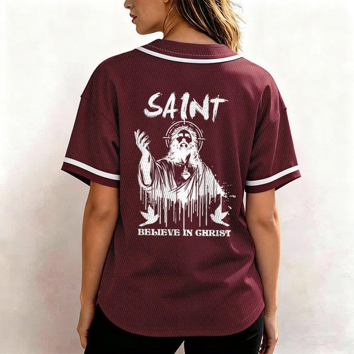 Maillot de baseball unisexe Christianartworkshop Saint Believe In Christ - image 26