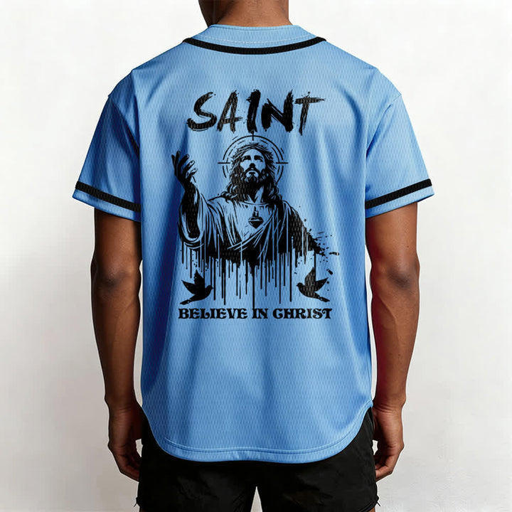 Maillot de baseball unisexe Christianartworkshop Saint Believe In Christ - image 33