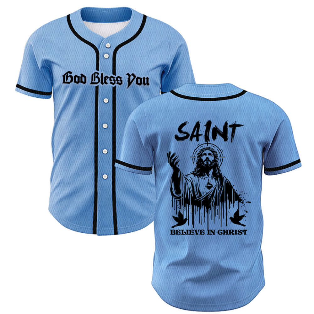 Maillot de baseball unisexe Christianartworkshop Saint Believe In Christ - Bleu - 5XL - image 28
