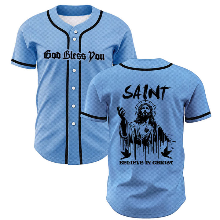 Maillot de baseball unisexe Christianartworkshop Saint Believe In Christ - Bleu - 5XL - image 28
