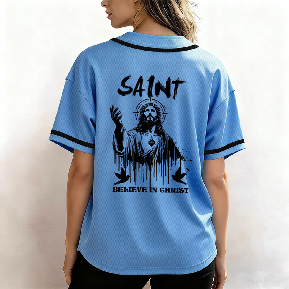 Maillot de baseball unisexe Christianartworkshop Saint Believe In Christ - image 31