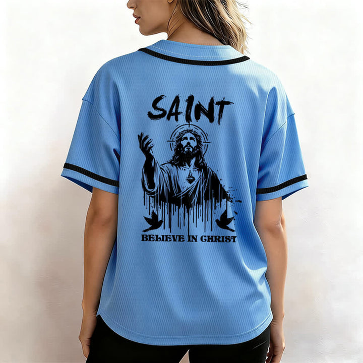 Maillot de baseball unisexe Christianartworkshop Saint Believe In Christ - image 31