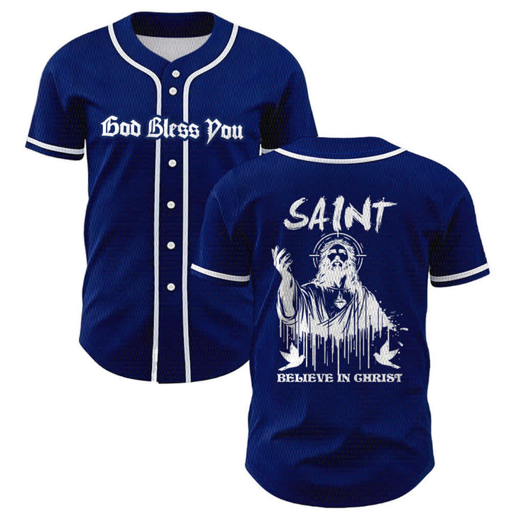 Maillot de baseball unisexe Christianartworkshop Saint Believe In Christ - Bleu marine - 5XL - image 35