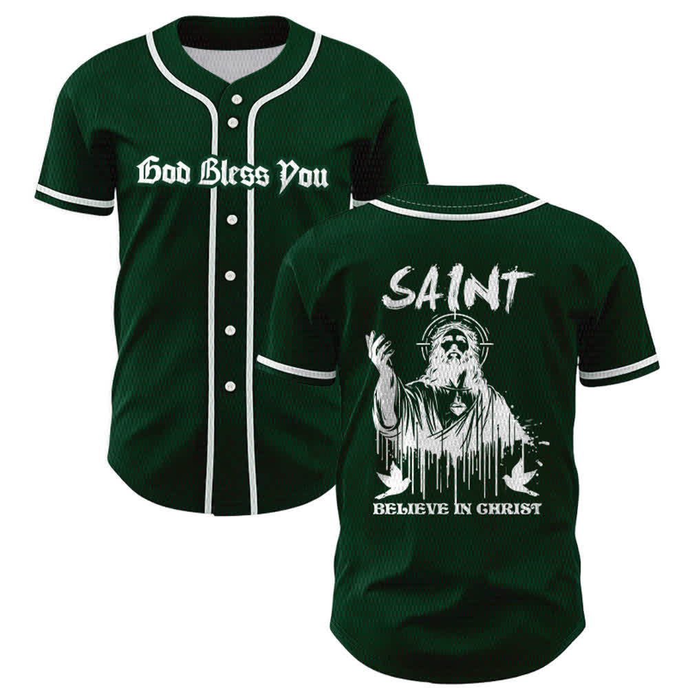 Maillot de baseball unisexe Christianartworkshop Saint Believe In Christ - Vert - 5XL - image 42