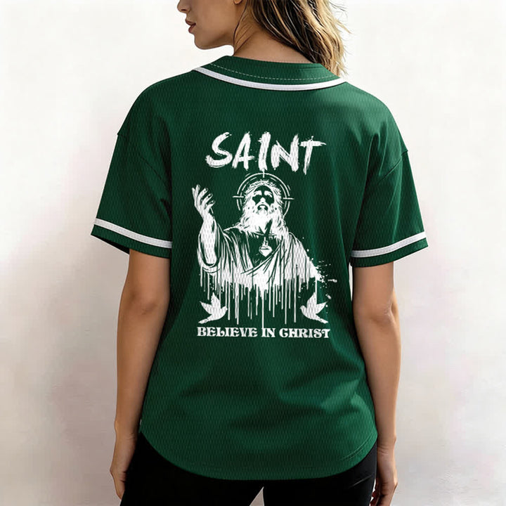 Maillot de baseball unisexe Christianartworkshop Saint Believe In Christ - image 47