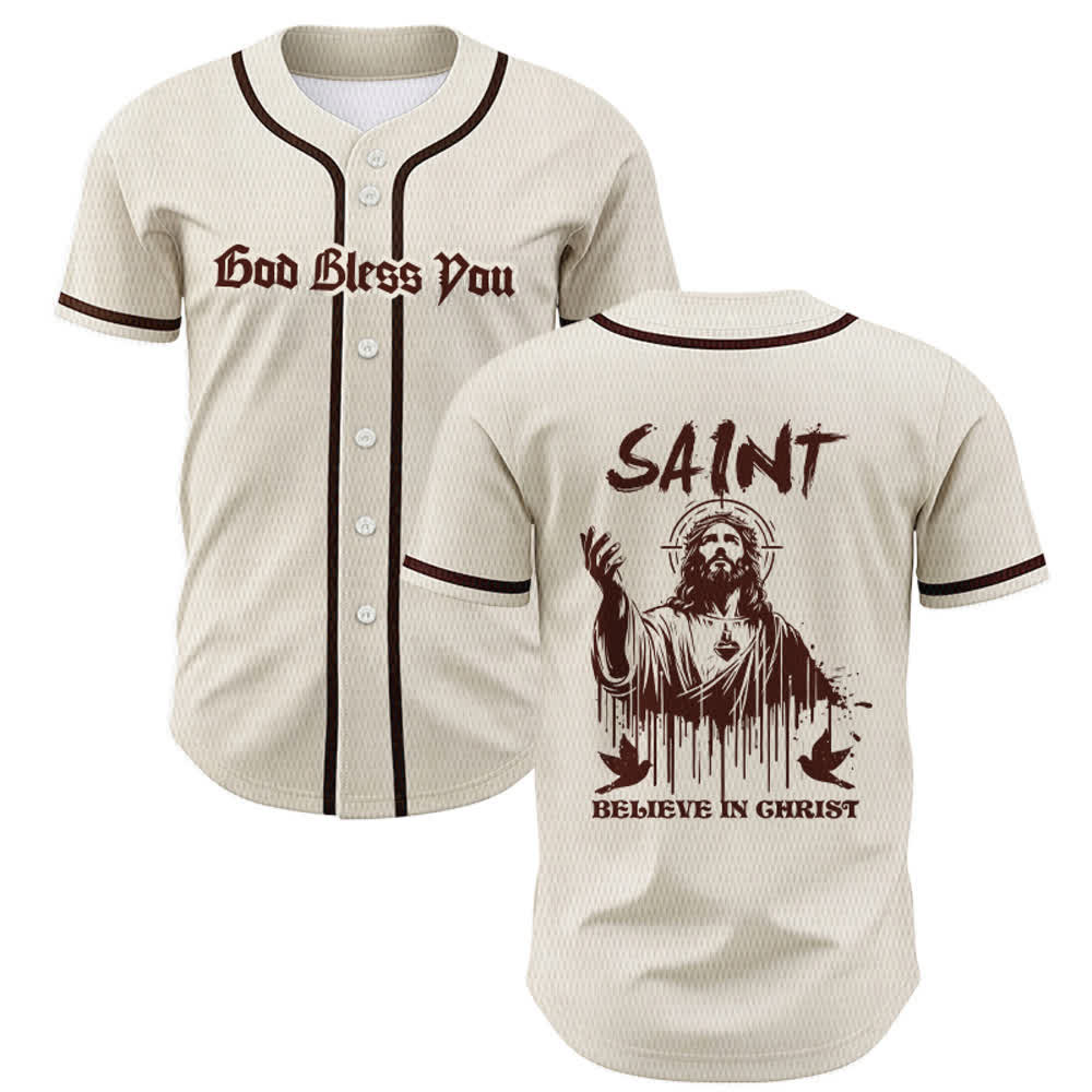 Maillot de baseball unisexe Christianartworkshop Saint Believe In Christ - Abricot - 5XL - image 49