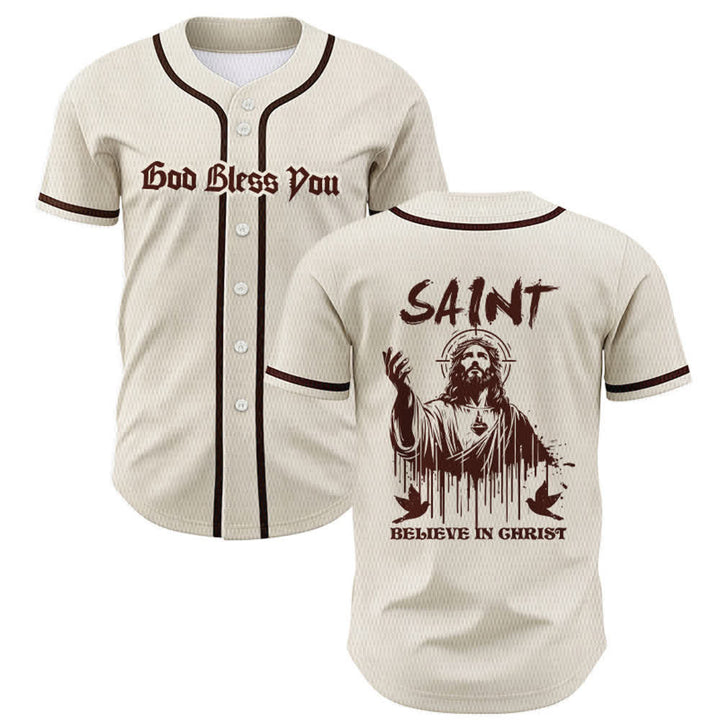 Maillot de baseball unisexe Christianartworkshop Saint Believe In Christ - Abricot - 5XL - image 49