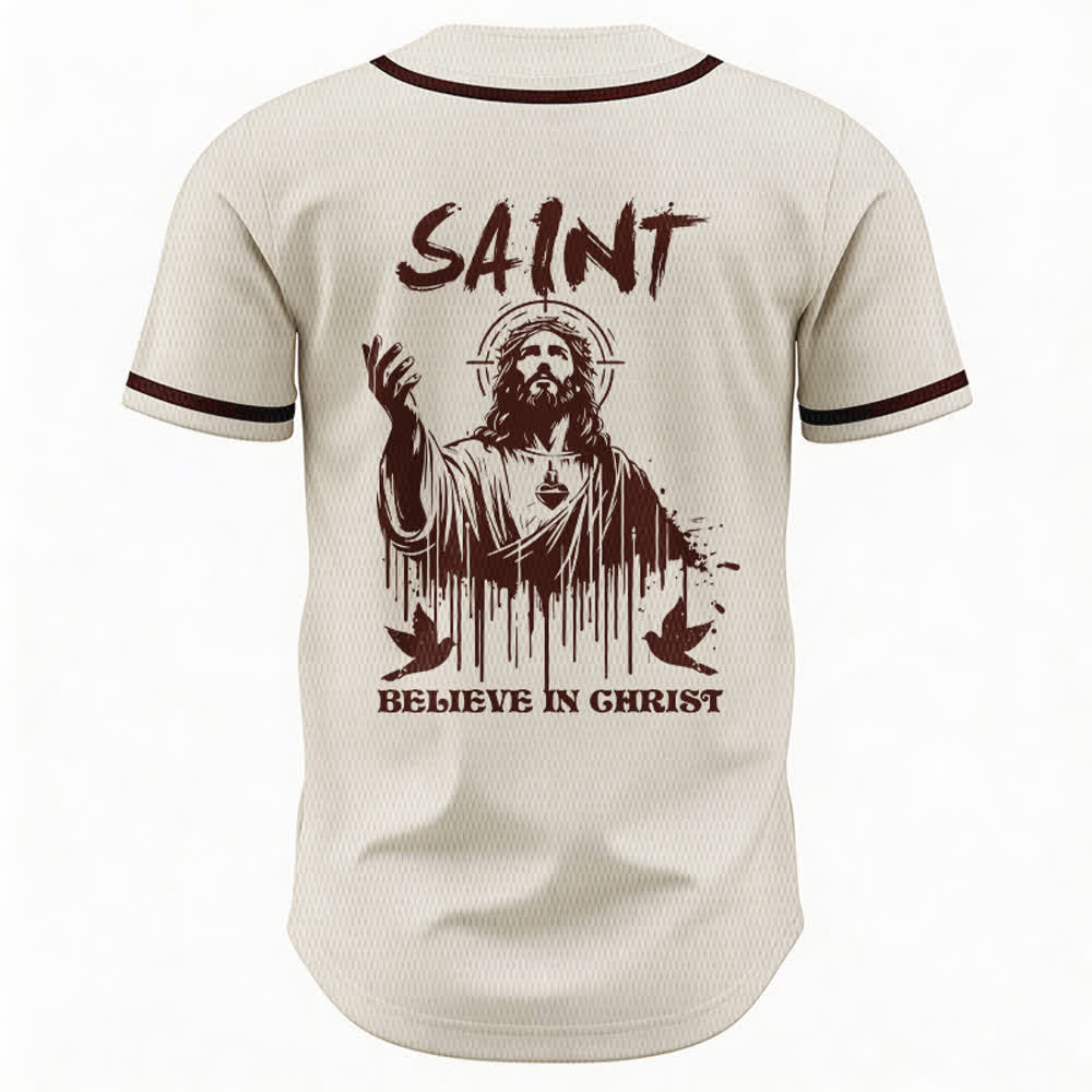 Maillot de baseball unisexe Christianartworkshop Saint Believe In Christ - image 50