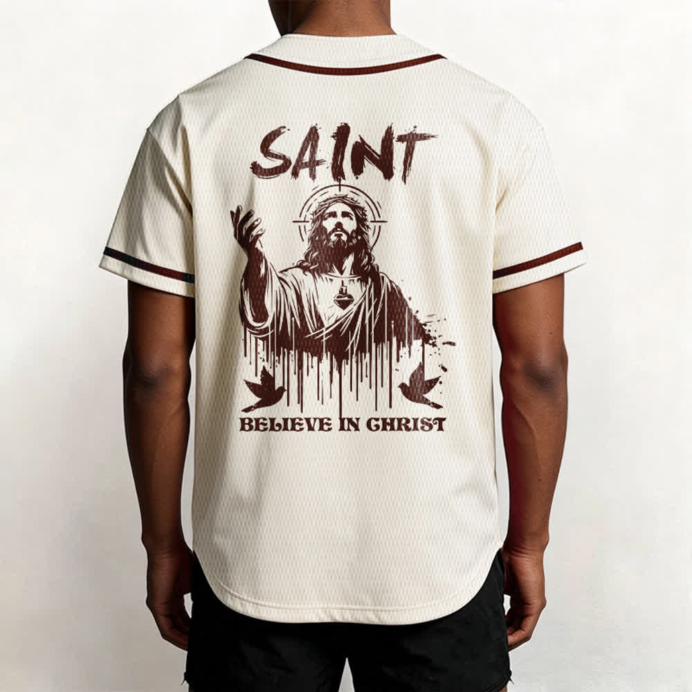 Maillot de baseball unisexe Christianartworkshop Saint Believe In Christ - image 52