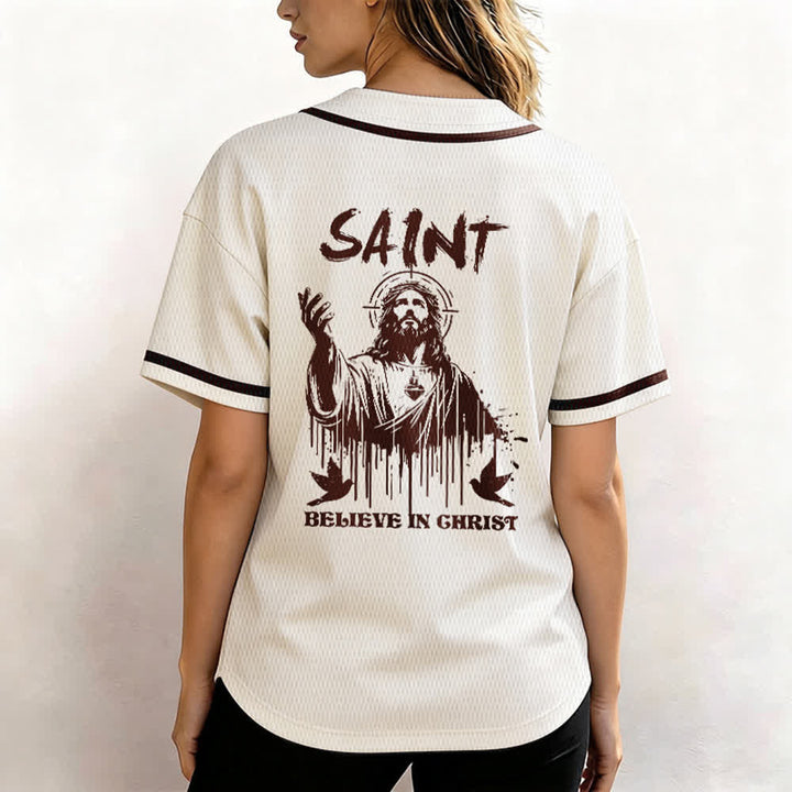 Maillot de baseball unisexe Christianartworkshop Saint Believe In Christ - image 54