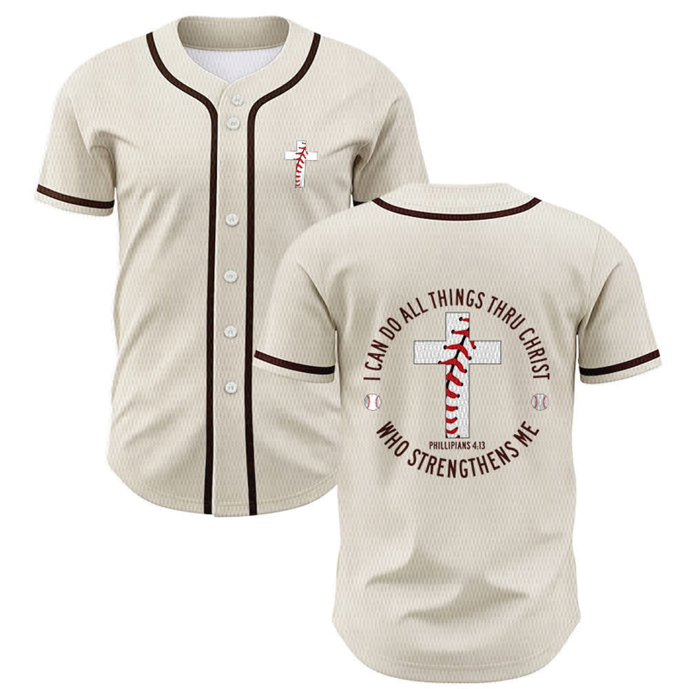 Christianartworkshop Philippiens 4:13 Maillot de baseball unisexe Je peux tout faire - Abricot - 5XL - image 0