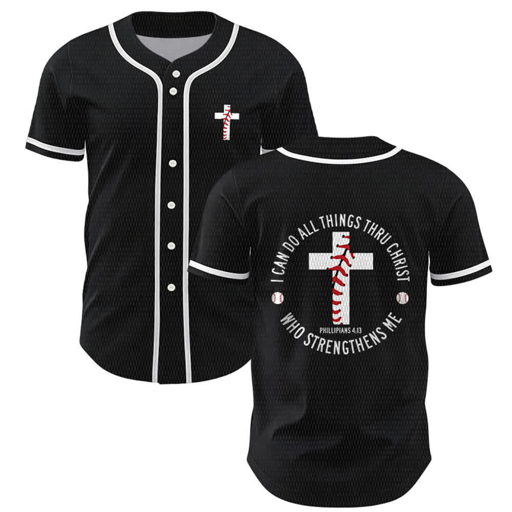 Christianartworkshop Philippiens 4:13 Maillot de baseball unisexe Je peux tout faire - Noir - 5XL - image 14