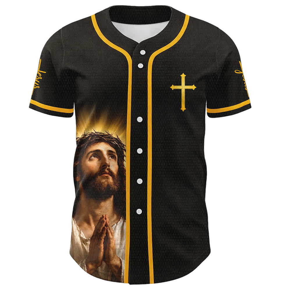 Christianartworkshop Marcher par la foi et non par la vue Maillot de baseball unisexe Croix de Jésus - image 1