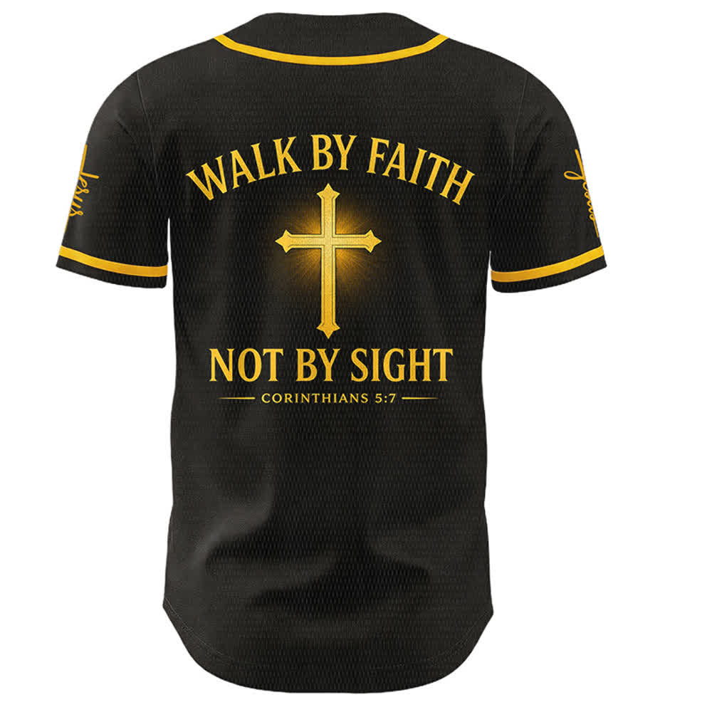 Christianartworkshop Marcher par la foi et non par la vue Maillot de baseball unisexe Croix de Jésus - image 2