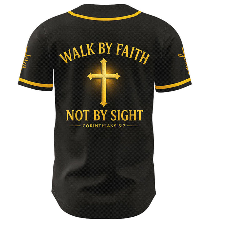 Christianartworkshop Marcher par la foi et non par la vue Maillot de baseball unisexe Croix de Jésus - image 2