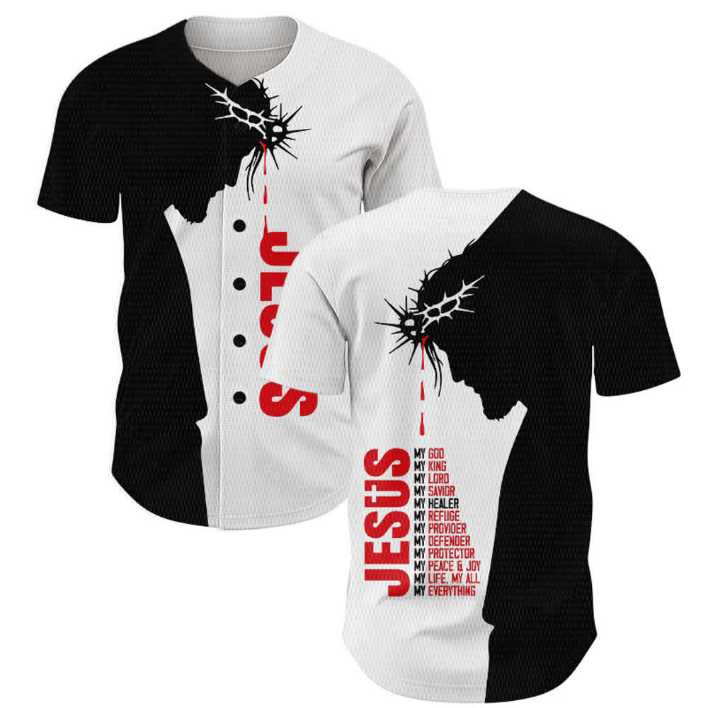 Christianartworkshop Jésus Mon Tout Split Faith Maillot de baseball unisexe - Jésus, mon tout - 5XL - image 0