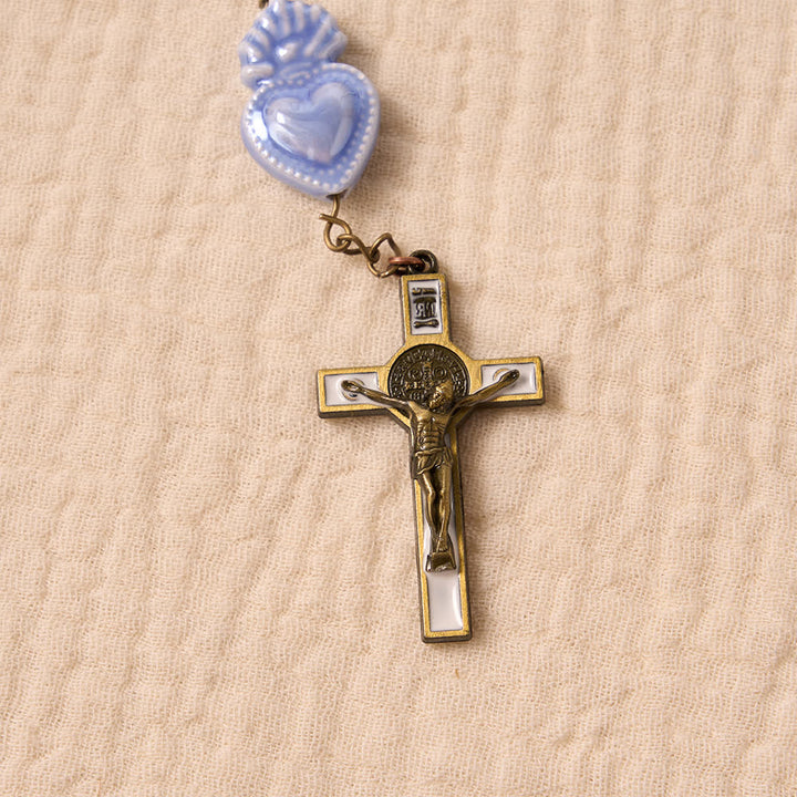 Chapelet de prière en céramique émaillée brillante avec médaillon représentant le Sacré-Cœur, Christianartworkshop - image 14