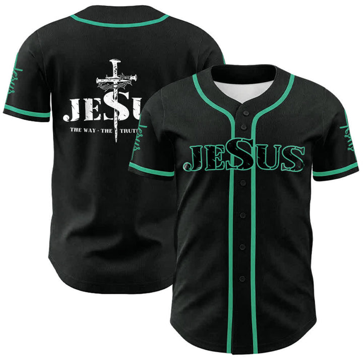 Maillot de baseball Christianartworkshop avec croix, clou et couronne d'épines de Jésus - Noir - Lac Bleu - 5XL - image 13
