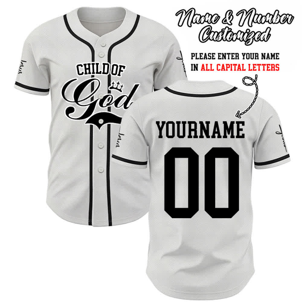 Christianartworkshop Enfant de Dieu Maillot de baseball unisexe personnalisé avec nom et numéro - Blanc - 5XL - Nom & Numéro personnalisé - image 0