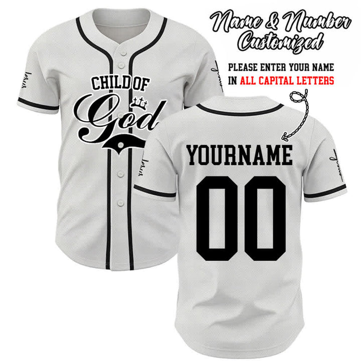 Christianartworkshop Enfant de Dieu Maillot de baseball unisexe personnalisé avec nom et numéro - Blanc - 5XL - Nom & Numéro personnalisé - image 0