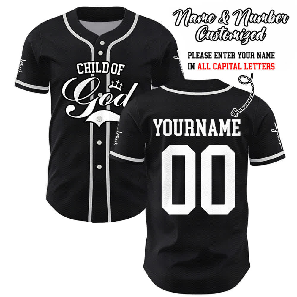 Christianartworkshop Enfant de Dieu Maillot de baseball unisexe personnalisé avec nom et numéro - Noir - 5XL - Nom & Numéro personnalisé - image 8