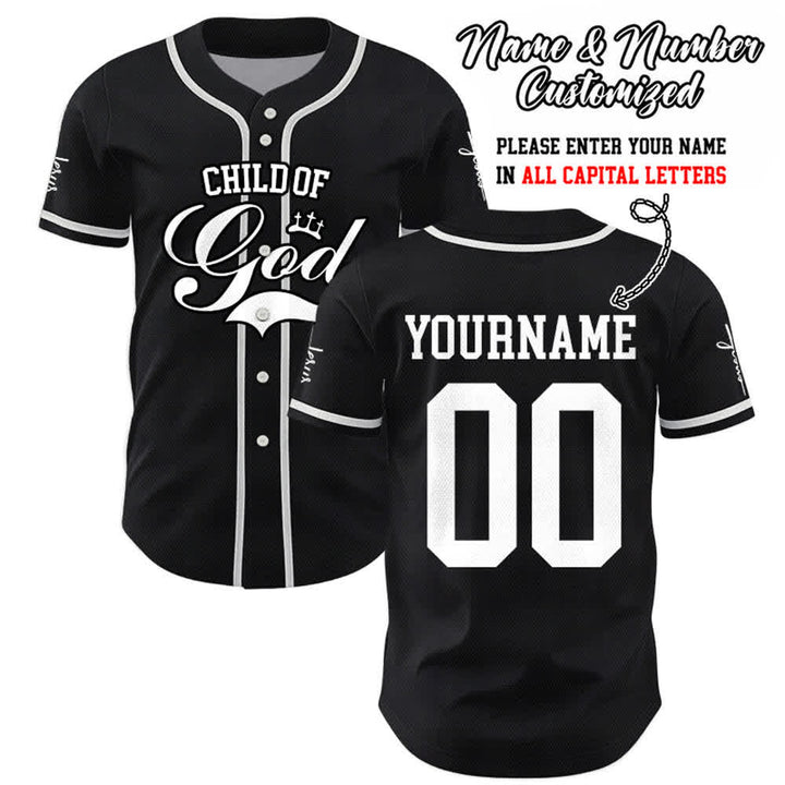 Christianartworkshop Enfant de Dieu Maillot de baseball unisexe personnalisé avec nom et numéro - Noir - 5XL - Nom & Numéro personnalisé - image 8