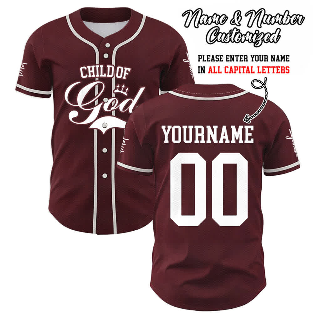 Christianartworkshop Enfant de Dieu Maillot de baseball unisexe personnalisé avec nom et numéro - Vin - 5XL - Nom & Numéro personnalisé - image 24