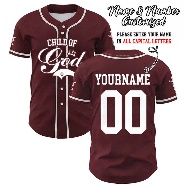 Christianartworkshop Enfant de Dieu Maillot de baseball unisexe personnalisé avec nom et numéro - Vin - 5XL - Nom & Numéro personnalisé - image 24