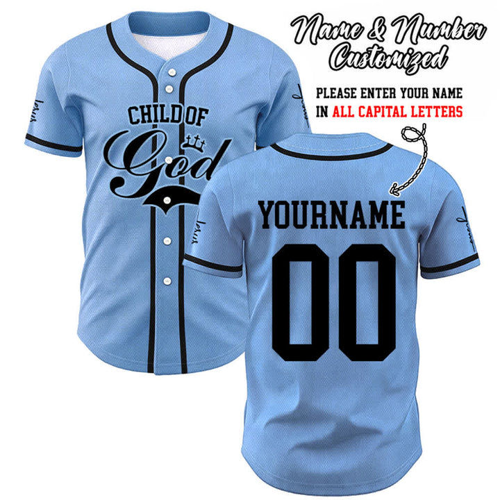 Christianartworkshop Enfant de Dieu Maillot de baseball unisexe personnalisé avec nom et numéro - Bleu - 5XL - Nom & Numéro personnalisé - image 32