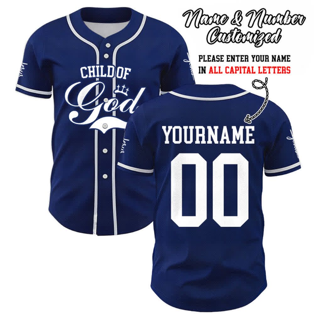 Christianartworkshop Enfant de Dieu Maillot de baseball unisexe personnalisé avec nom et numéro - Bleu marine - 5XL - Nom & Numéro personnalisé - image 40