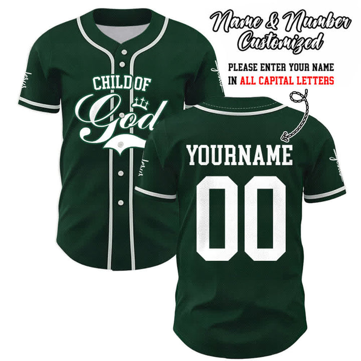 Christianartworkshop Enfant de Dieu Maillot de baseball unisexe personnalisé avec nom et numéro - Vert - 5XL - Nom & Numéro personnalisé - image 48