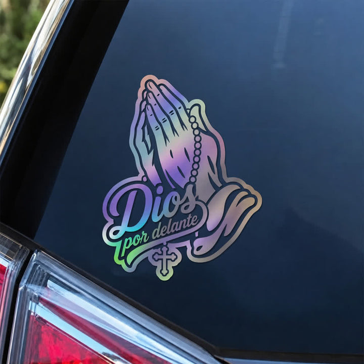 Christianartworkshop Autocollant de voiture Mains en prière avec chapelet Dios Por Delante - image 4