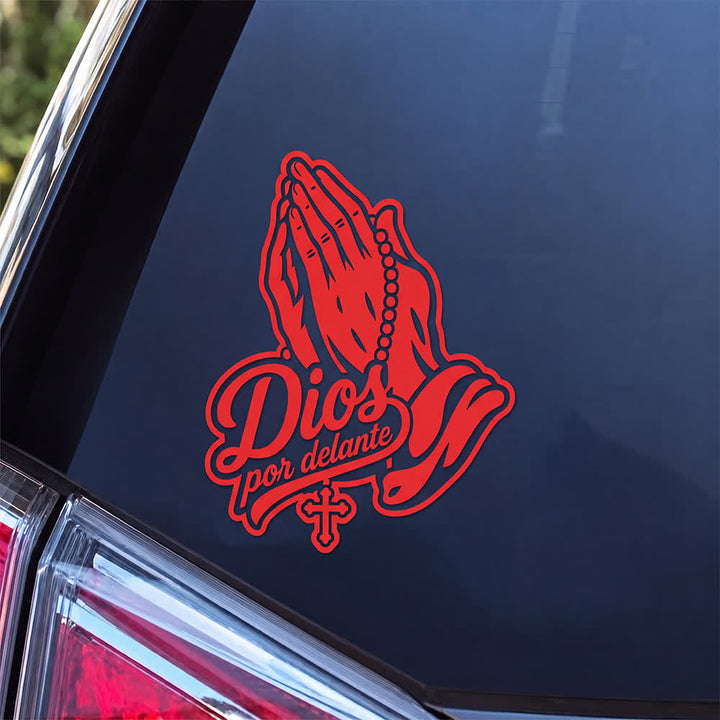 Christianartworkshop Autocollant de voiture Mains en prière avec chapelet Dios Por Delante - image 8