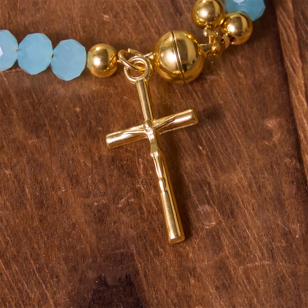Christianartworkshop Bracelet chapelet à perles superposées et polyvalent : emblème de la douce bénédiction céleste - image 2