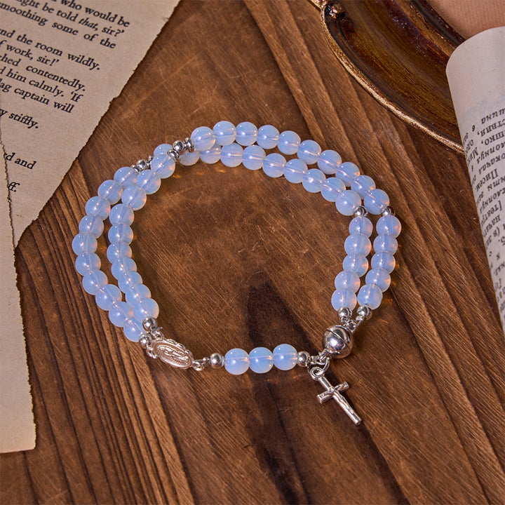 Christianartworkshop Bracelet chapelet à perles superposées et polyvalent : emblème de la douce bénédiction céleste - Blanc - image 18