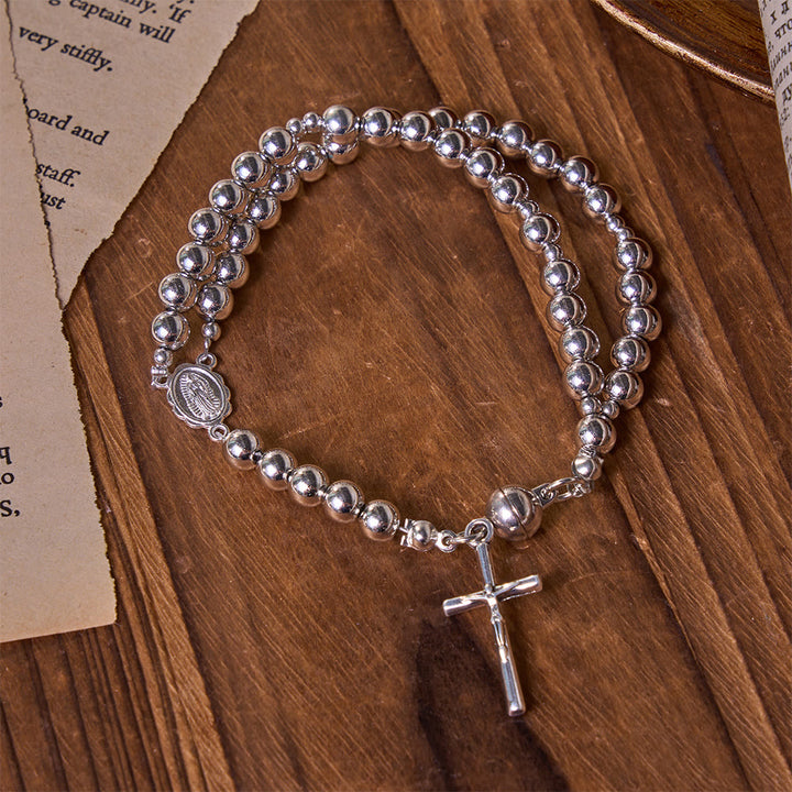 Christianartworkshop Bracelet chapelet à perles superposées et polyvalent : emblème de la douce bénédiction céleste - Argent - image 12