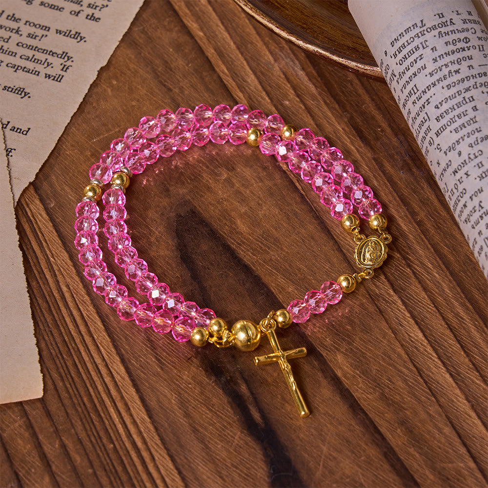 Christianartworkshop Bracelet chapelet à perles superposées et polyvalent : emblème de la douce bénédiction céleste - Violet - image 6