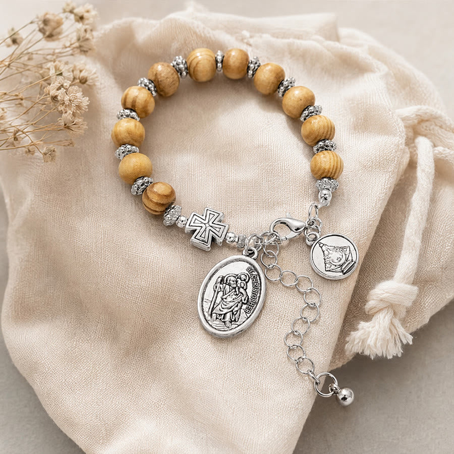Christianartworkshop Chapelet intemporel de Saint Christophe en perles de bois : Phare de la fidélité et de la guidance spirituelle - image 12