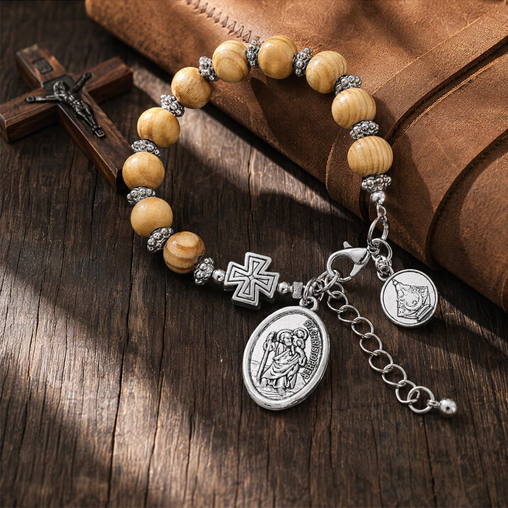 Christianartworkshop Chapelet intemporel de Saint Christophe en perles de bois : Phare de la fidélité et de la guidance spirituelle - image 14