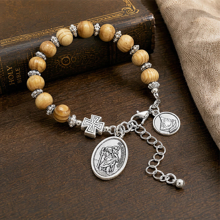 Christianartworkshop Chapelet intemporel de Saint Christophe en perles de bois : Phare de la fidélité et de la guidance spirituelle - image 15