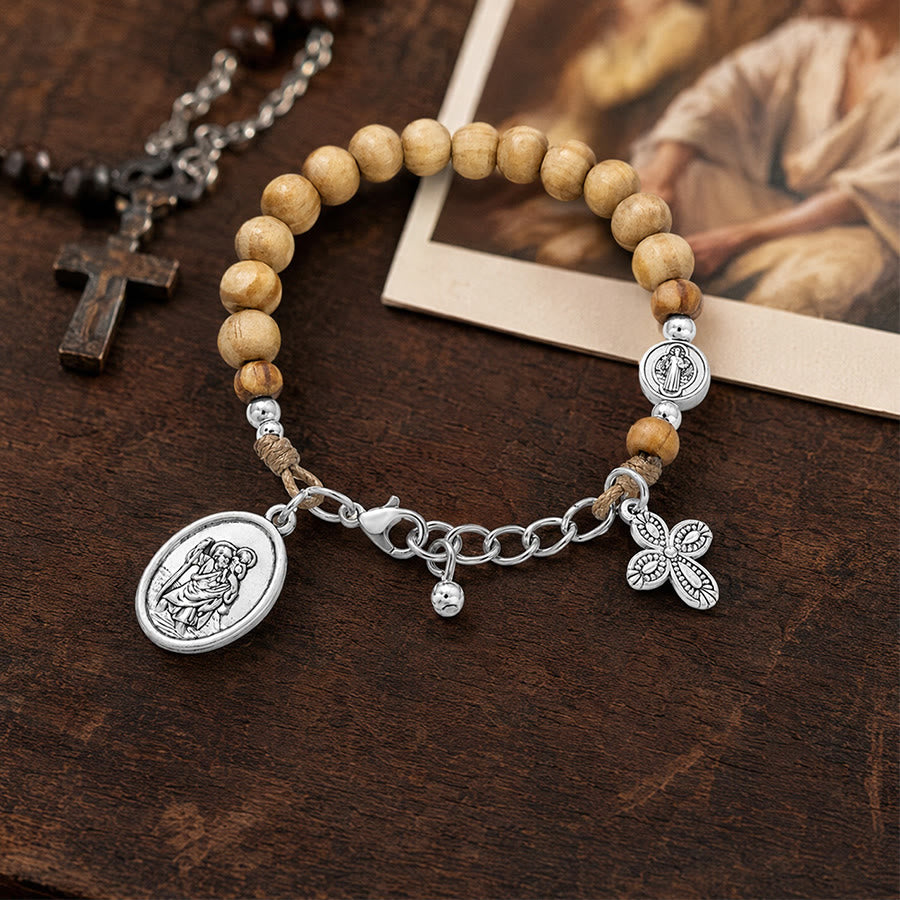 Christianartworkshop Chapelet intemporel de Saint Christophe en perles de bois : Phare de la fidélité et de la guidance spirituelle - image 23