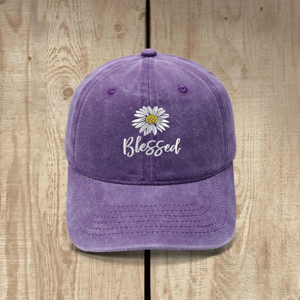 Christianartworkshop Chapeau classique décontracté brodé de fleurs de marguerite bénie - Violet - image 9