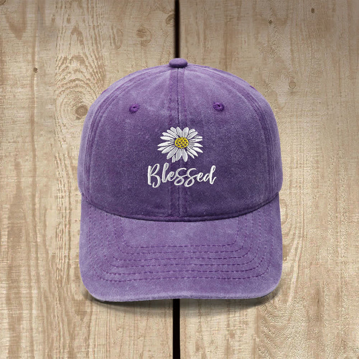 Christianartworkshop Chapeau classique décontracté brodé de fleurs de marguerite bénie - Violet - image 9