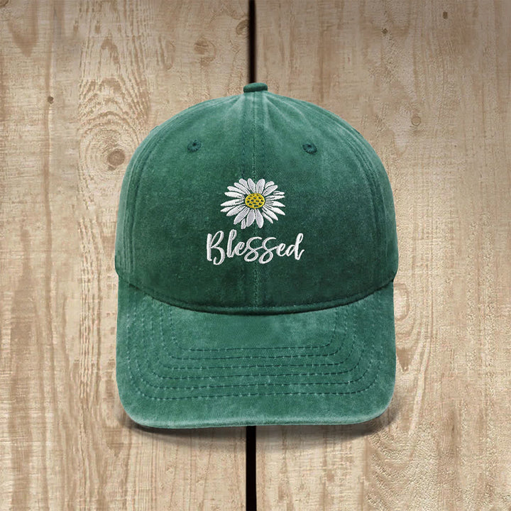 Christianartworkshop Chapeau classique décontracté brodé de fleurs de marguerite bénie - Vert armée - image 18