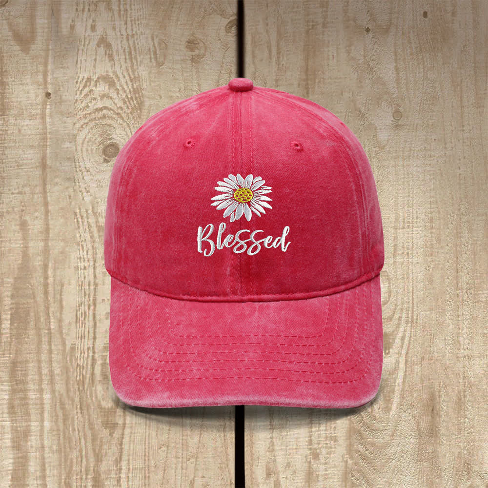 Christianartworkshop Chapeau classique décontracté brodé de fleurs de marguerite bénie - Rouge - image 8