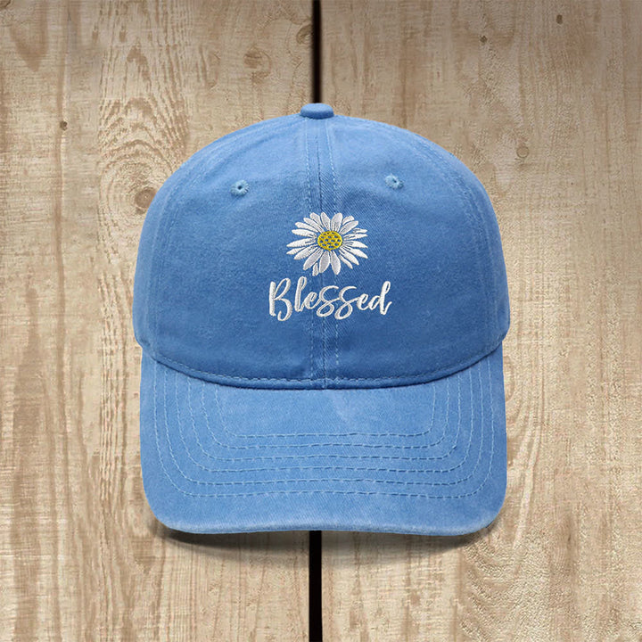 Christianartworkshop Chapeau classique décontracté brodé de fleurs de marguerite bénie - Bleu ciel - image 14