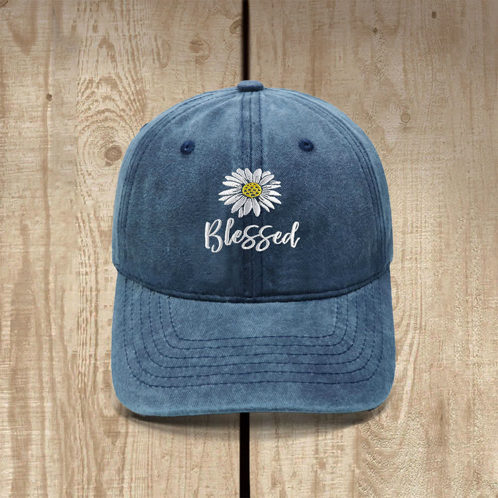 Christianartworkshop Chapeau classique décontracté brodé de fleurs de marguerite bénie - Bleu marine - image 10